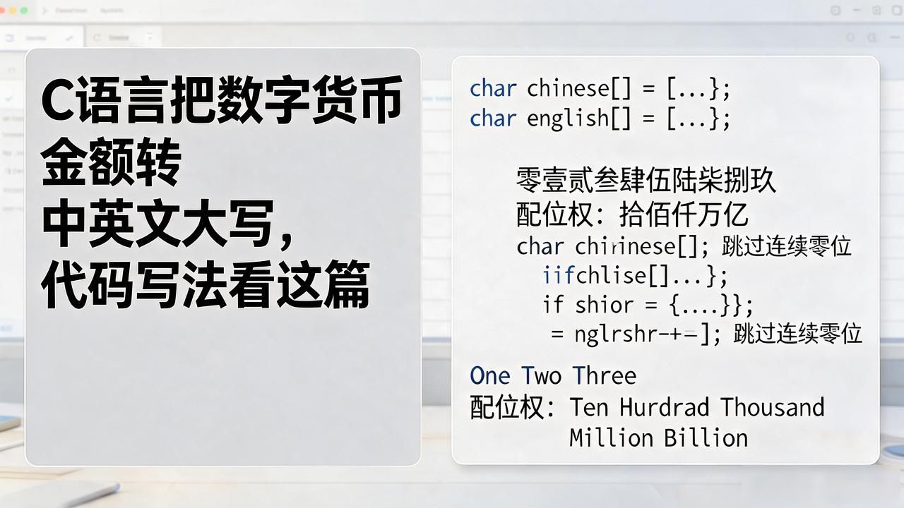 C语言实现数字货币金额中文大写转换_c 数字货币金额转换为中英文金额写法_C语言英文大写金额转换逻辑