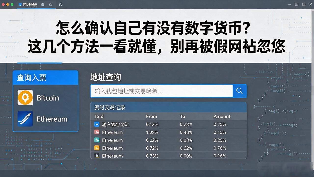 怎样确认有数字货币呢_通过区块浏览器查询钱包地址余额方法_如何确认自己是否持有早期注册的数字货币